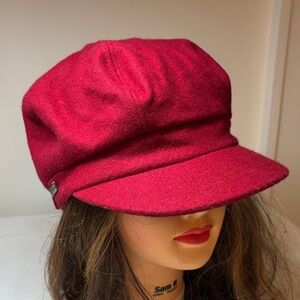 Betmar Red Poly/Wool Blend Buckleback Newsboy Cap One Size